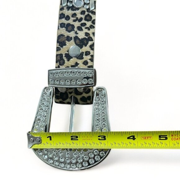 UnFader Leopard Print Rhinestone Buckle Western Belt With Box, New - Picture 10 of 10